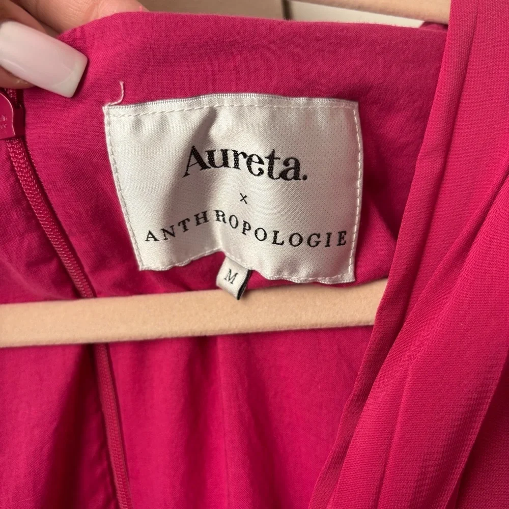 Anthropologie Aureta Pleated Balloon Sleeve Mini Dress Evening Dress Size M - Picture 3 of 3